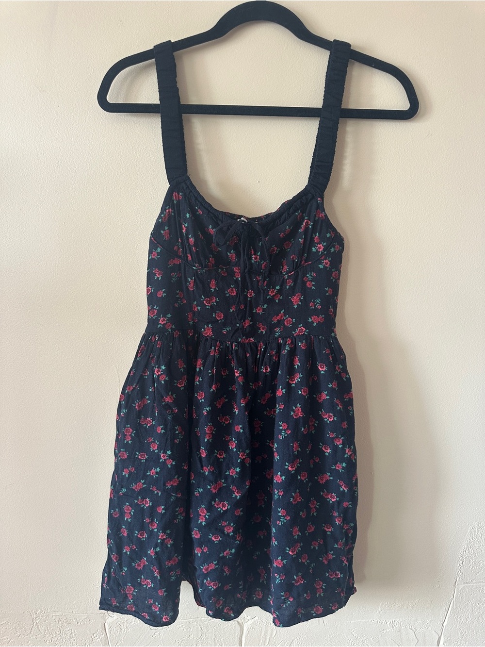 Aeropostale Black Floral Babydoll Mini Dress | Size XS